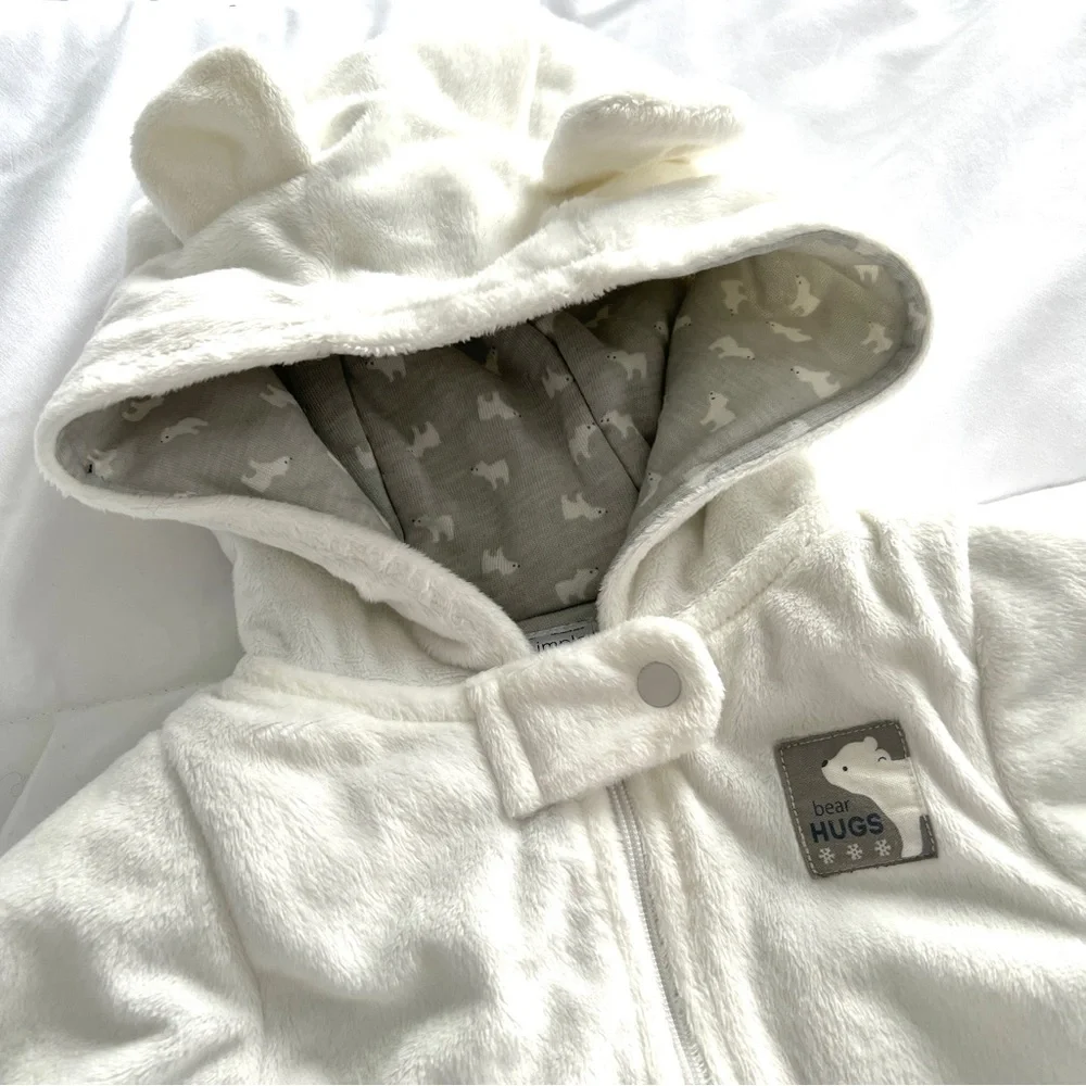6-9M🐻‍❄️ Carter's Simple Joys Kid's Pram Ivory Polar Bear Outerwear Snow Suit